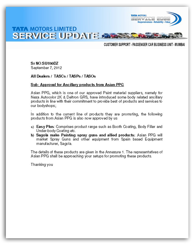 SAGOLA achieves homologation from TATA INDIA