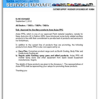 SAGOLA achieves homologation from TATA INDIA