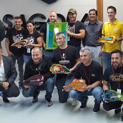 Custom artist visiting Sagola