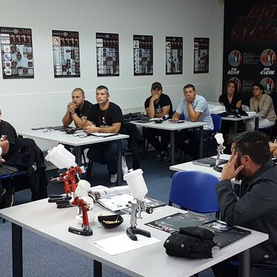 Custom artist visiting Sagola